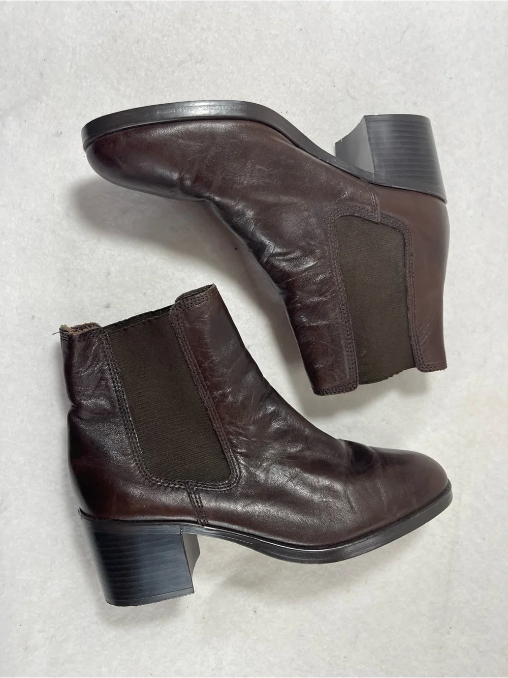 Mootsies Tootsies Brown Leather Chelsea Ankle Boots Women’s 7.5M Block Heel